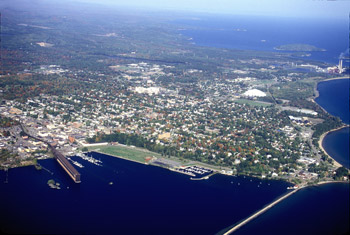 Arial view of Marquette, MI